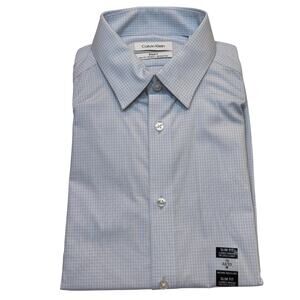 Calvin Klein Steel Men's Slim-Fit Stretch Dress Shirt blue 15 32-33 $85